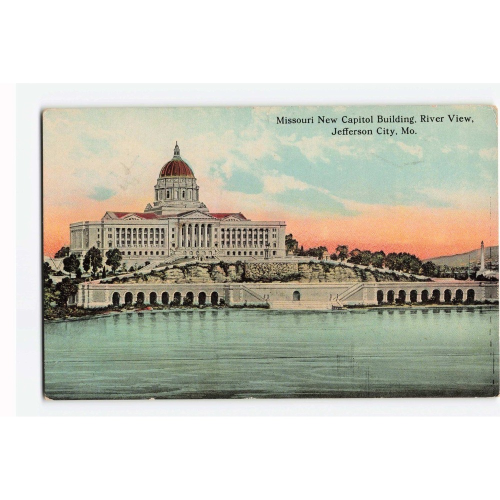 Vintage Missouri New Capitol Building River View Jefferson City Postcard VG